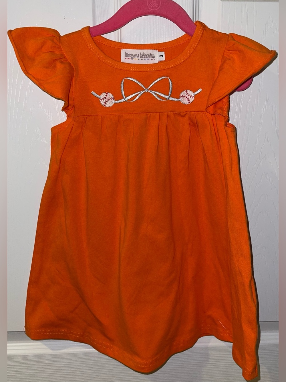 Bayou Blanks Orange Girls 3 dress baseball bows University of Tennessee Vols